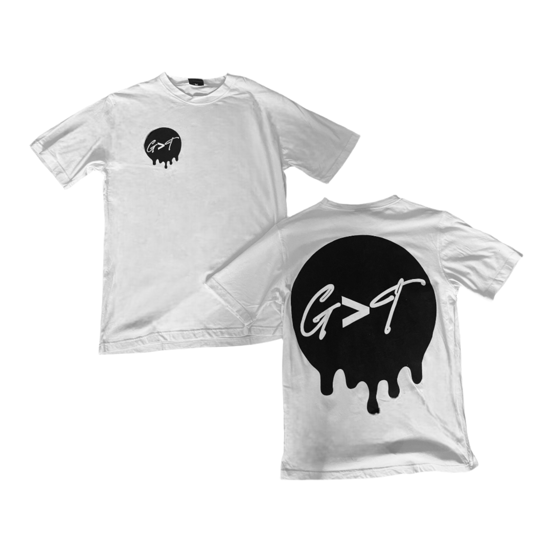 White “G>T” T-shirt